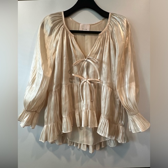 CINQ À SEPT
Chrystie Ruffle Satin Top - Picture 5 of 9